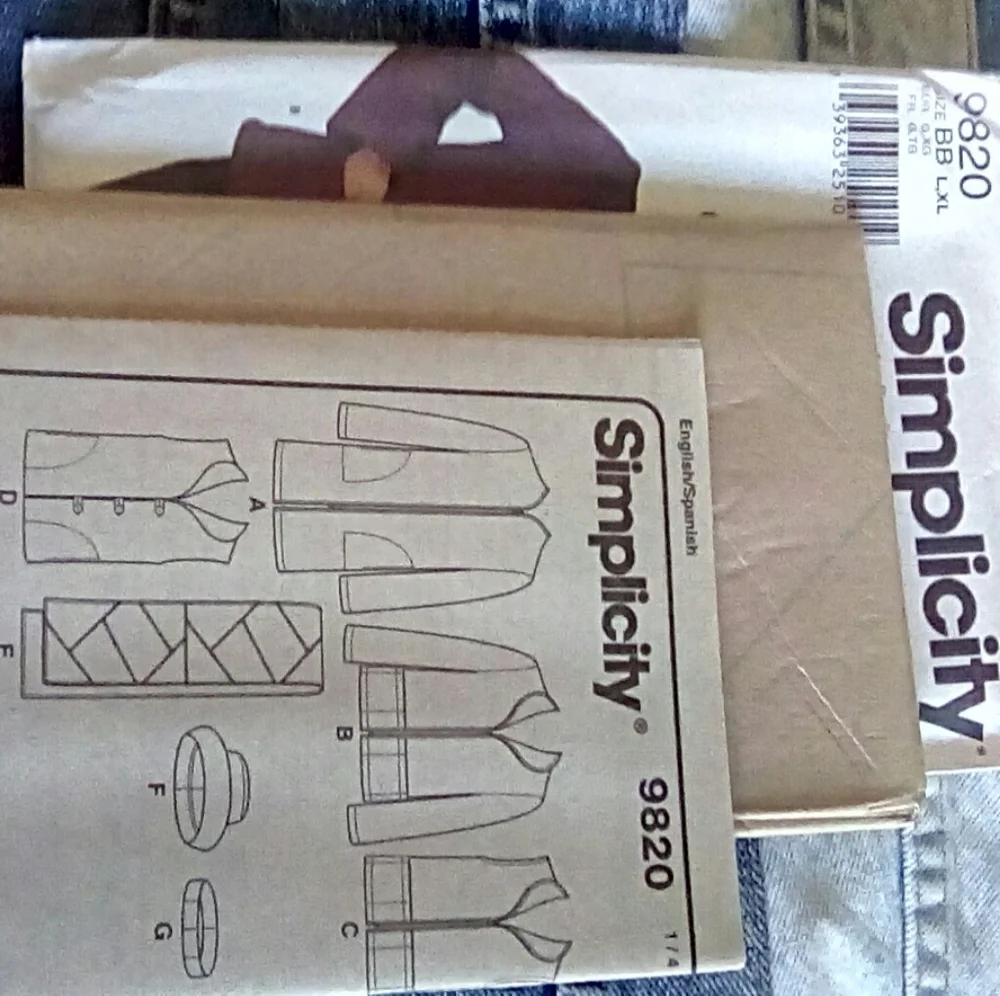 Simplicity 9820 Jacket vest scarf hat headband sz L-XL